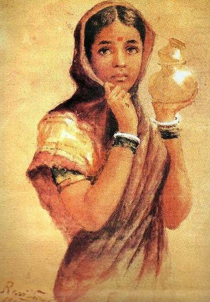 Raja Ravi Varma The Milkmaid china oil painting image